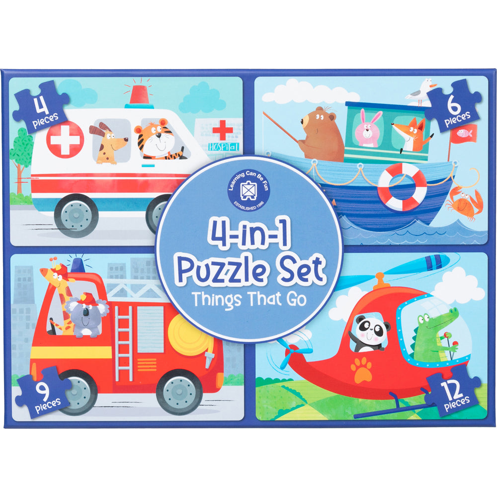 4-in-1 Puzzle Set Things That Go