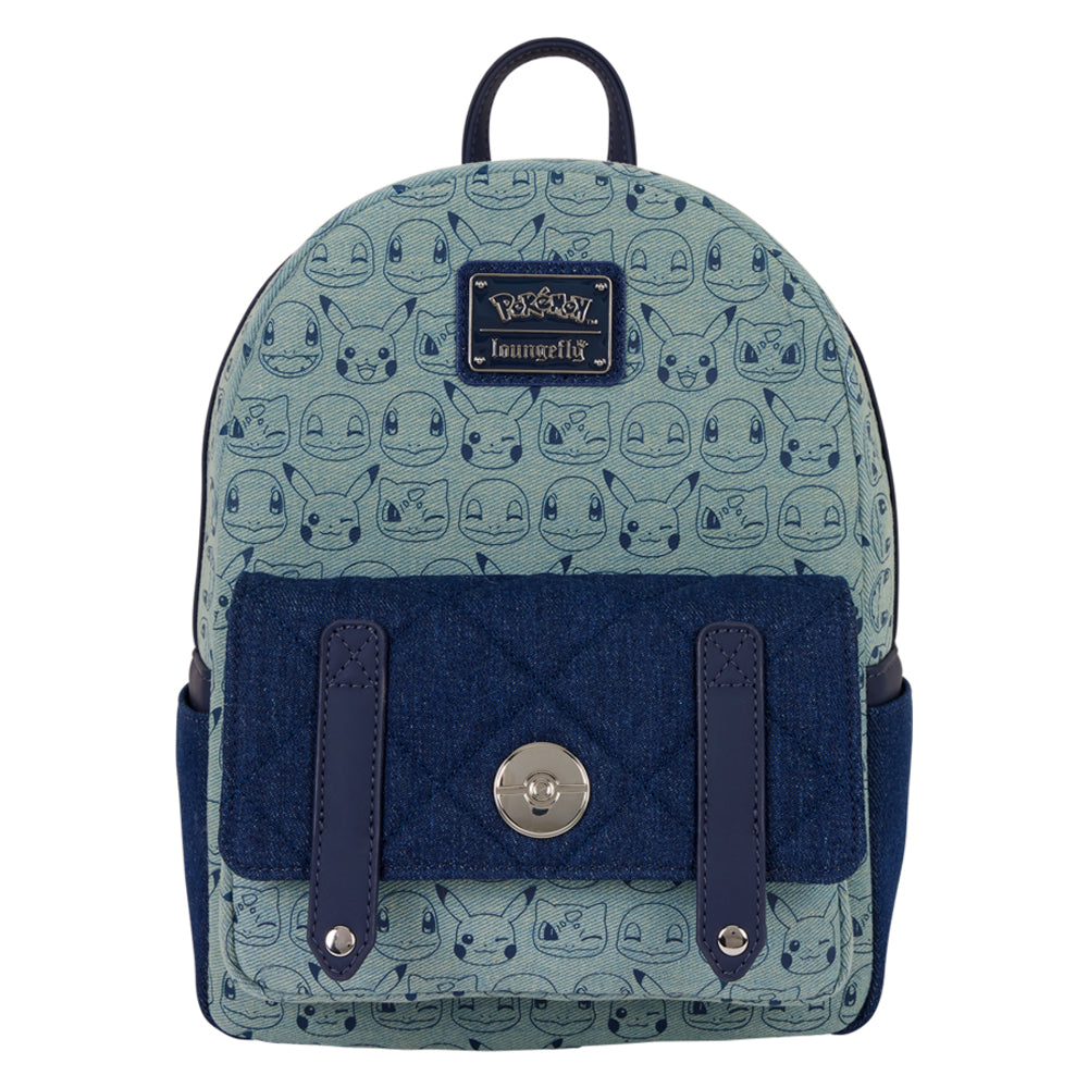 Pokemon Faux Denim All-Over Print Mini Backpack