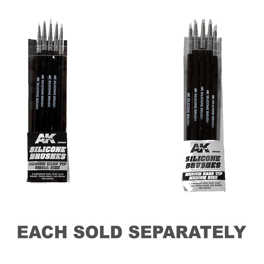 AK Interactive Medium Hard Tip Silicone Brushes (Set of 5)