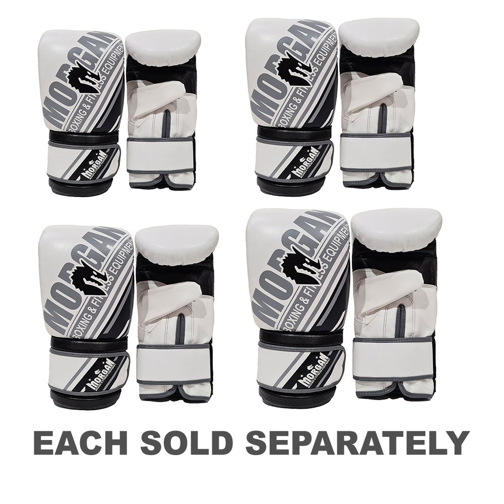 Morgan Aventus Leather Curved Bag Mitts (White/Black)