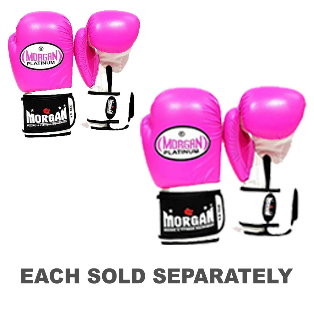 Morgan V2 Platinum Leather Sparring Gloves (Fluro Pink)