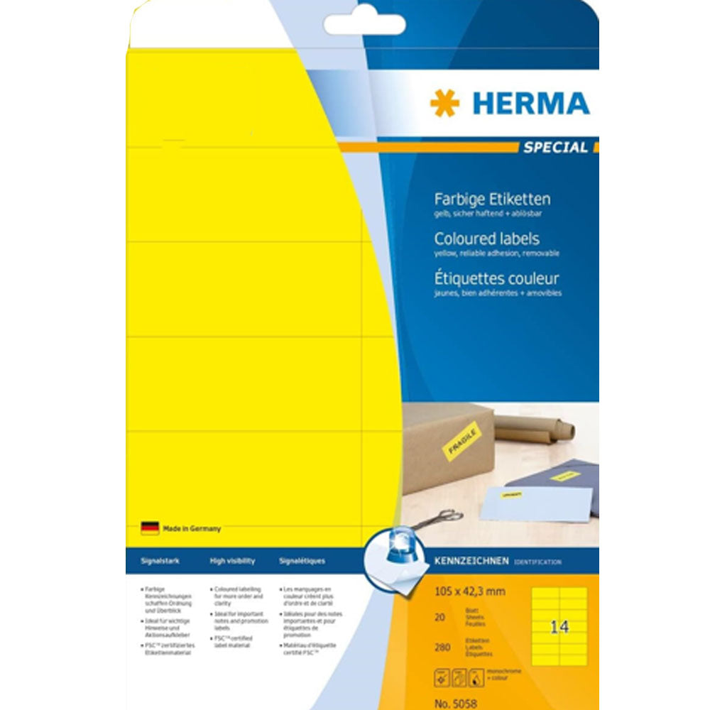 Herma Removable ColoredラベルA4 20pc(105x42.3mm)