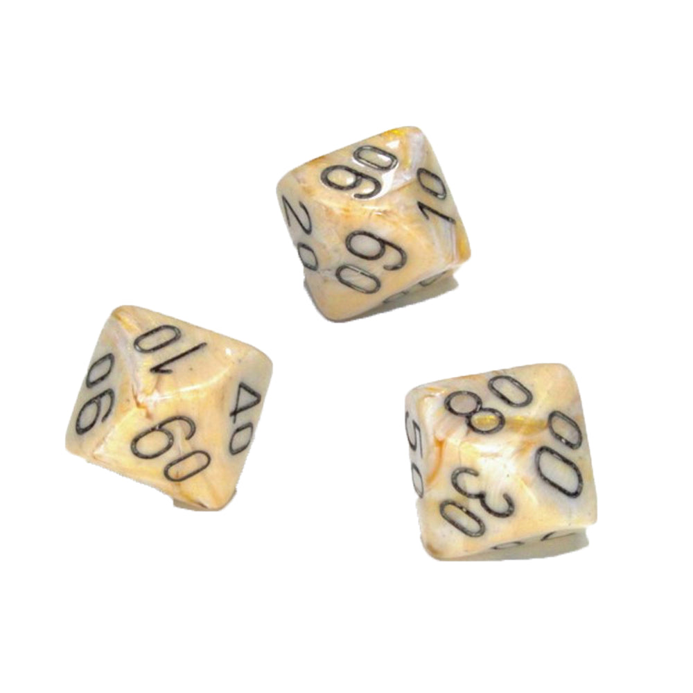 Chessex Tens 10 Dice Marble Polyhedral (Ivory/black)