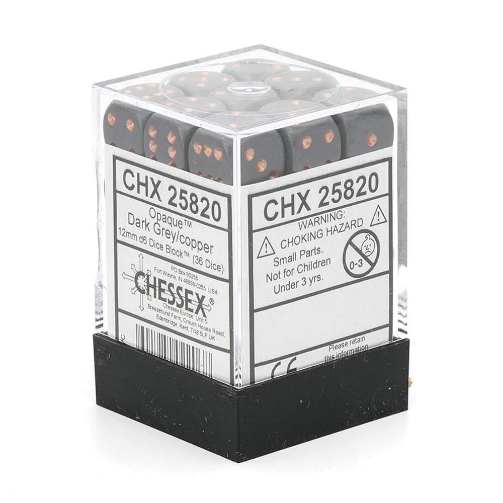 D6 DICE OPAQUE 12mm (36 DICE)