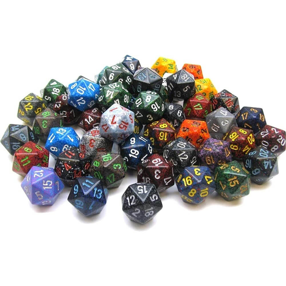 D20ダイスが緩んだ多面体の品揃え(50個のサイコロ)
