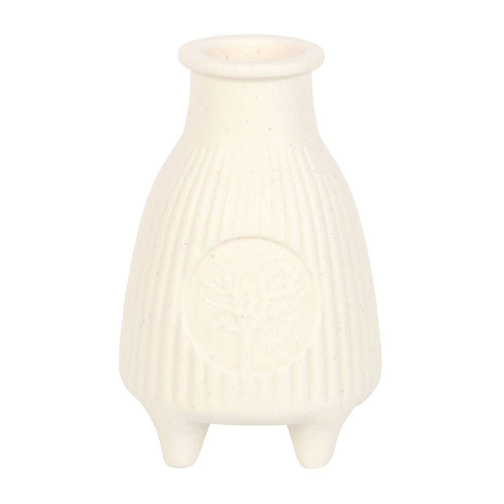 Cream Ribbed Ceramic Palo Santo Burner