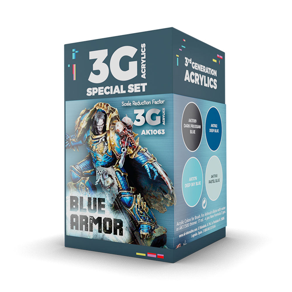 AK Interactive 3 Gen Acrylics Wargame Blue Armor Paint Set