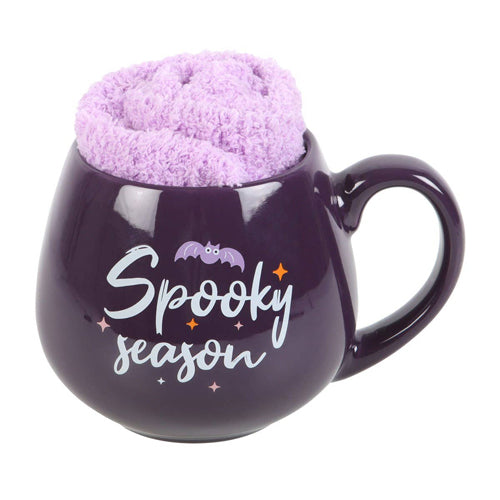 Spooky Season Ceramic Rounded Mug and Socks Set