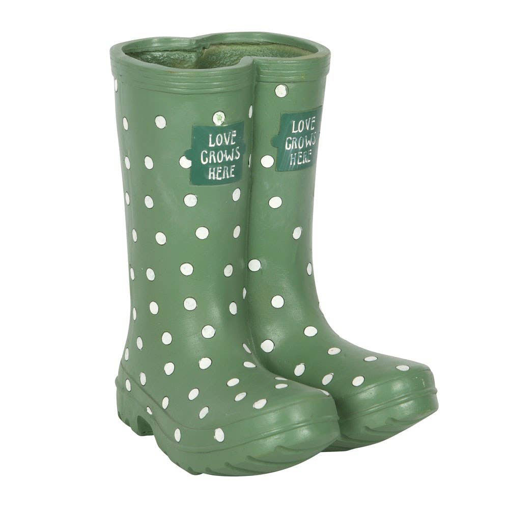 Light Green Welly Boot Resin Planter
